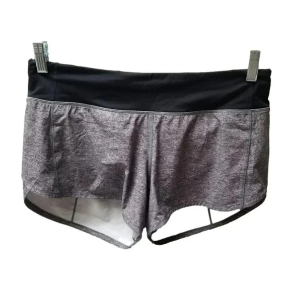 Lululemon Grey Black Speed Up Athletic Shorts Size 6 Tall